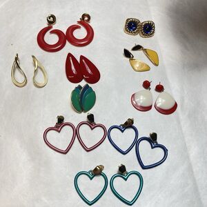 Lot Of 10 Vintage 80s Earrings Colorful Fun